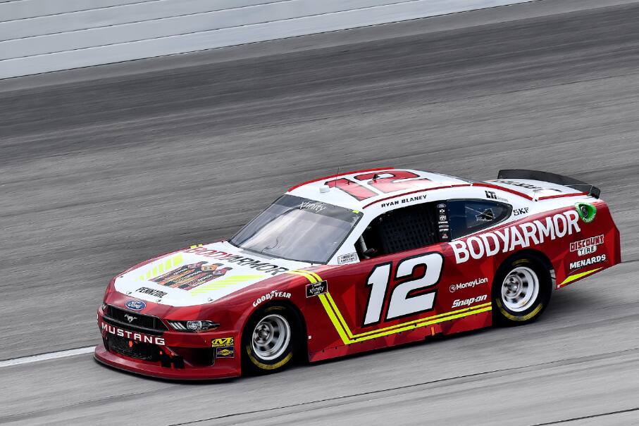 Team Penske's Ryan Blaney sat on the pole and led 50 laps before finishing third. Team Penske's Ryan Blaney sat on the pole and led 50 laps before finishing third.